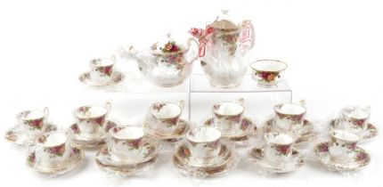 As new Royal Albert Old Country Roses twelve place tea and coffee service, the coffee pot 20cm