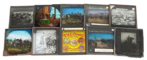 Victorian and later magic lantern glass slides including Transvaal war : For further information