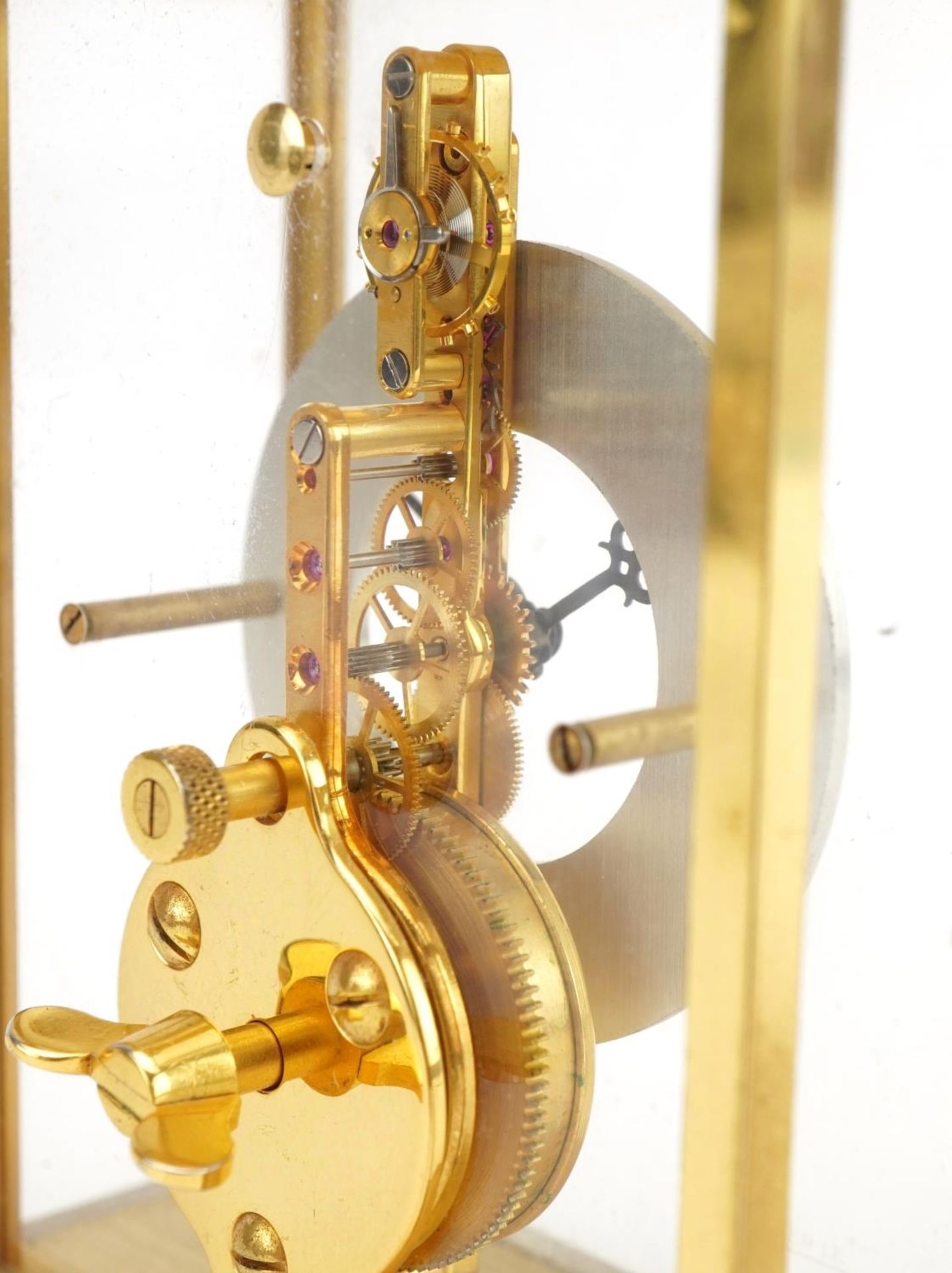 Jaeger LeCoultre, brass cased mystery desk clock with Roman numerals housed in a fitted case, the - Image 4 of 6