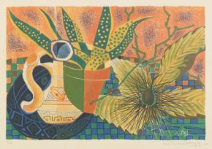 Deschamps - Still life jug with flowers, pencil signed lithograph, limited edition 27/100, inscribed