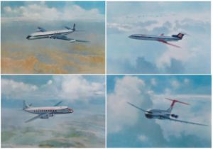 Edmund Miller Havilland Comet 4C, four pencil signed aviation prints in colour, each unframed,