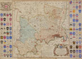 Antique hand coloured map of Middlesex by Thomas Holles Pelham, Duke of Newcastle, printed for