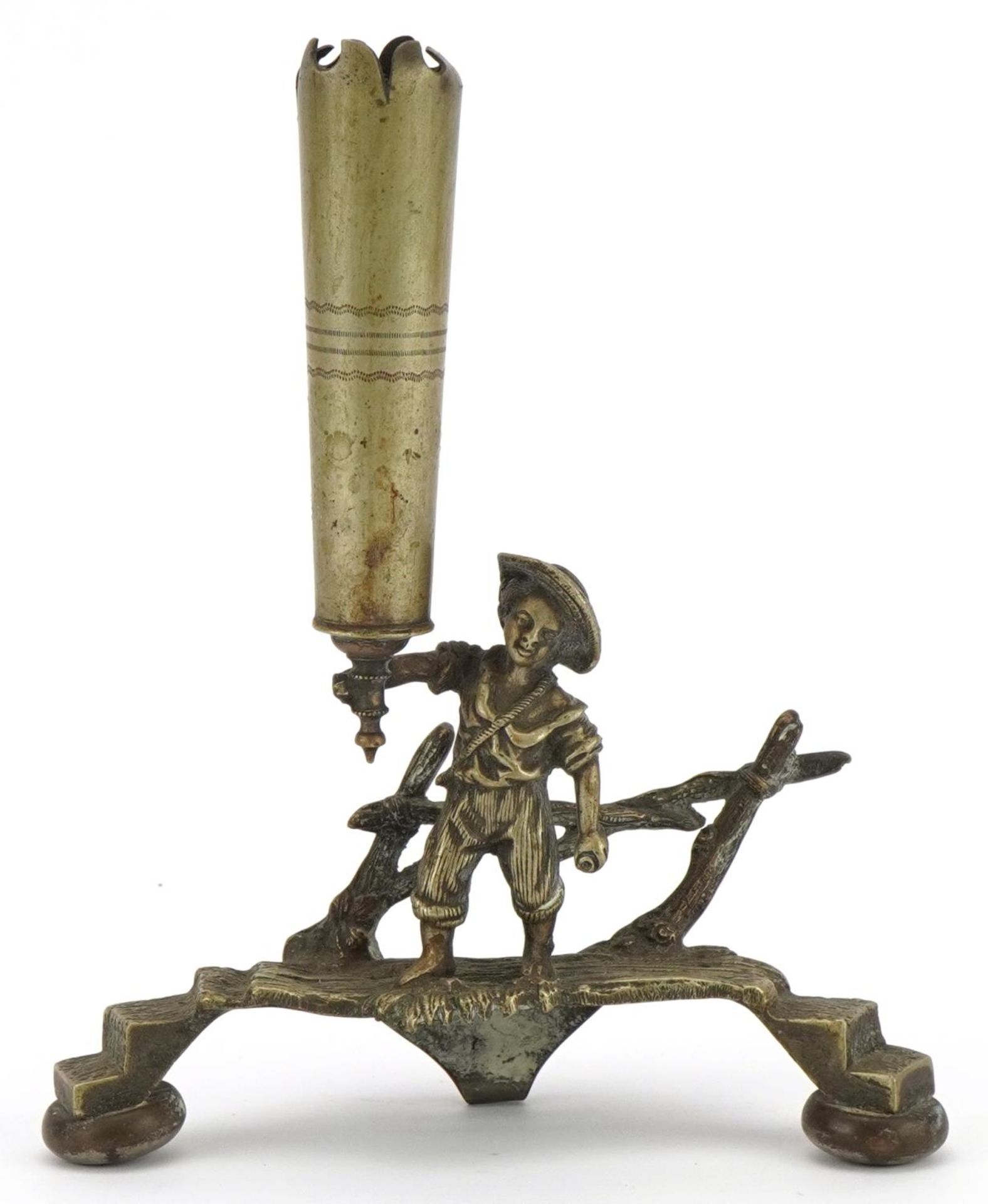 19th century silver plated epergne base in the form of a boy before a fence, 19cm high : For further - Image 2 of 4