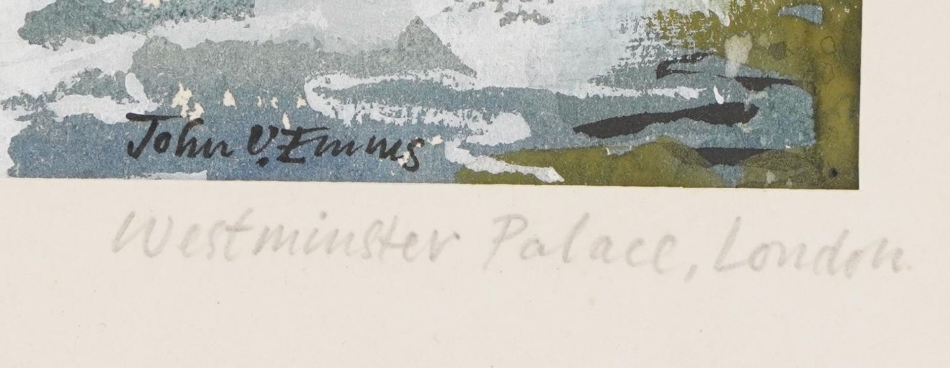 John Emms - Westminster Palace London, watercolour, mounted, unframed, 16cm x 11cm : For further - Image 6 of 8