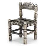 Miniature Egyptian silver doll's house chair, 4.5cm high, 25.4g : For further information on this