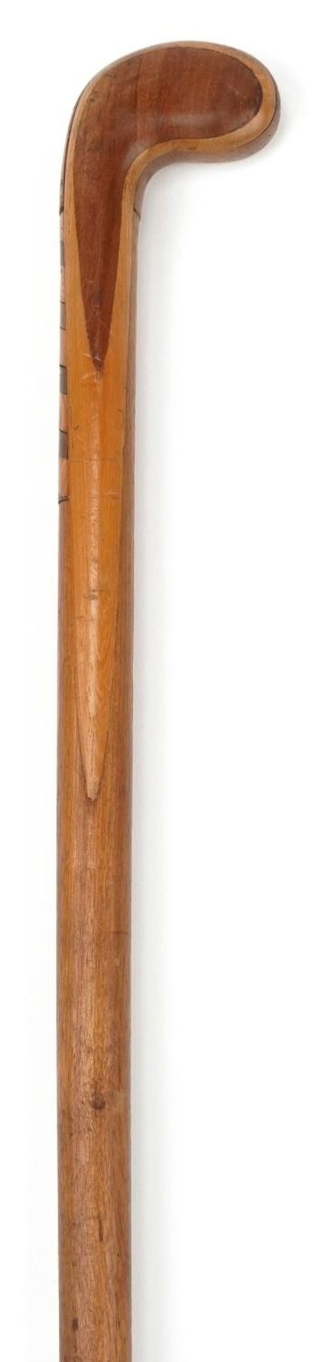 Inlaid wooden Sunday golf club walking stick, 87cm in length : For further information on this lot