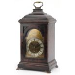 Edward Stanton of London, antique mahogany bracket clock with floral chased brass face and