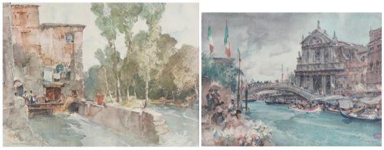 William Russell Flint - Venetian festival and one other, two prints in colour, one pencil signed,