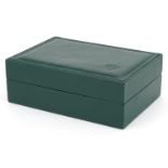 Rolex green leather wristwatch box, 14.5cm wide : For further information on this lot please visit