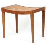 Limed oak stool with cane seat and tapering facetted legs, 42.5cm H x 48cm W x 35cm D : For
