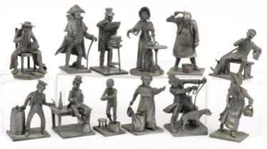 Twelve Birmingham Mint pewter Oliver Twist by Charles Dickens figures including Bill Sikes, Mr
