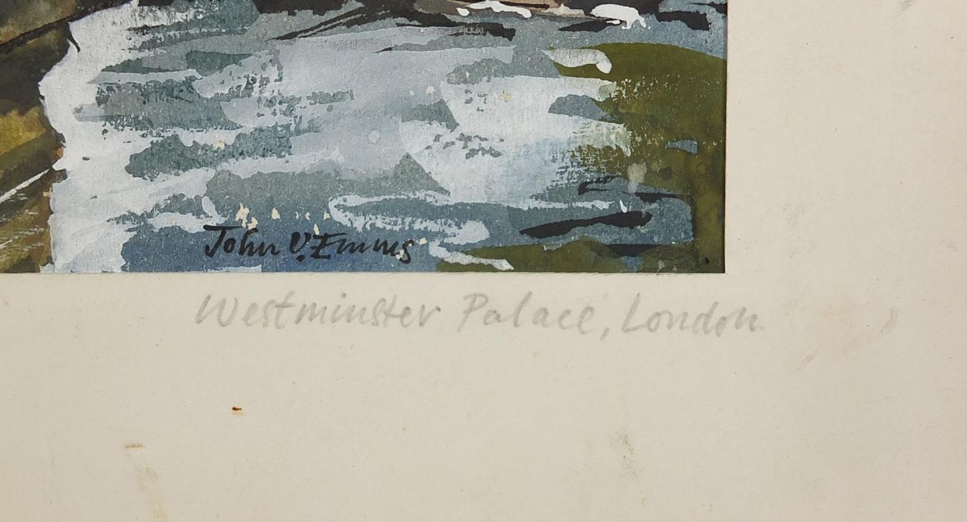 John Emms - Westminster Palace London, watercolour, mounted, unframed, 16cm x 11cm : For further - Image 5 of 8