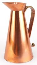 Sam Fanaroff, Arts & Crafts style copper and brass jug impressed SF 1988 to the base, 29.5cm