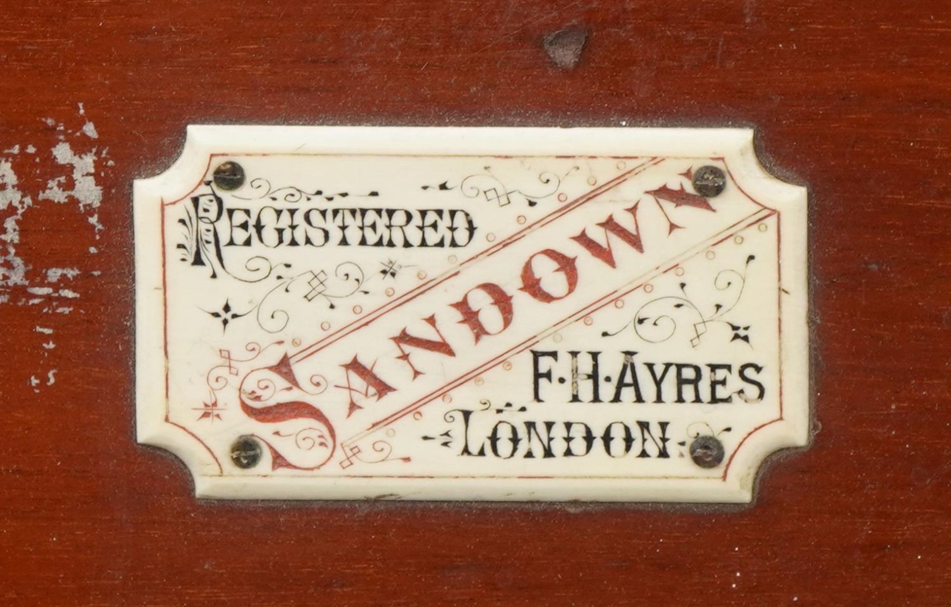 Victorian mahogany cased Sandown horse racing game registered by F H Ayers of London, 50cm x - Image 2 of 6