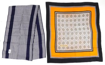 Two Yves Saint Laurent silk scarves including a checked example, the checked example 82.5cm x 85cm :