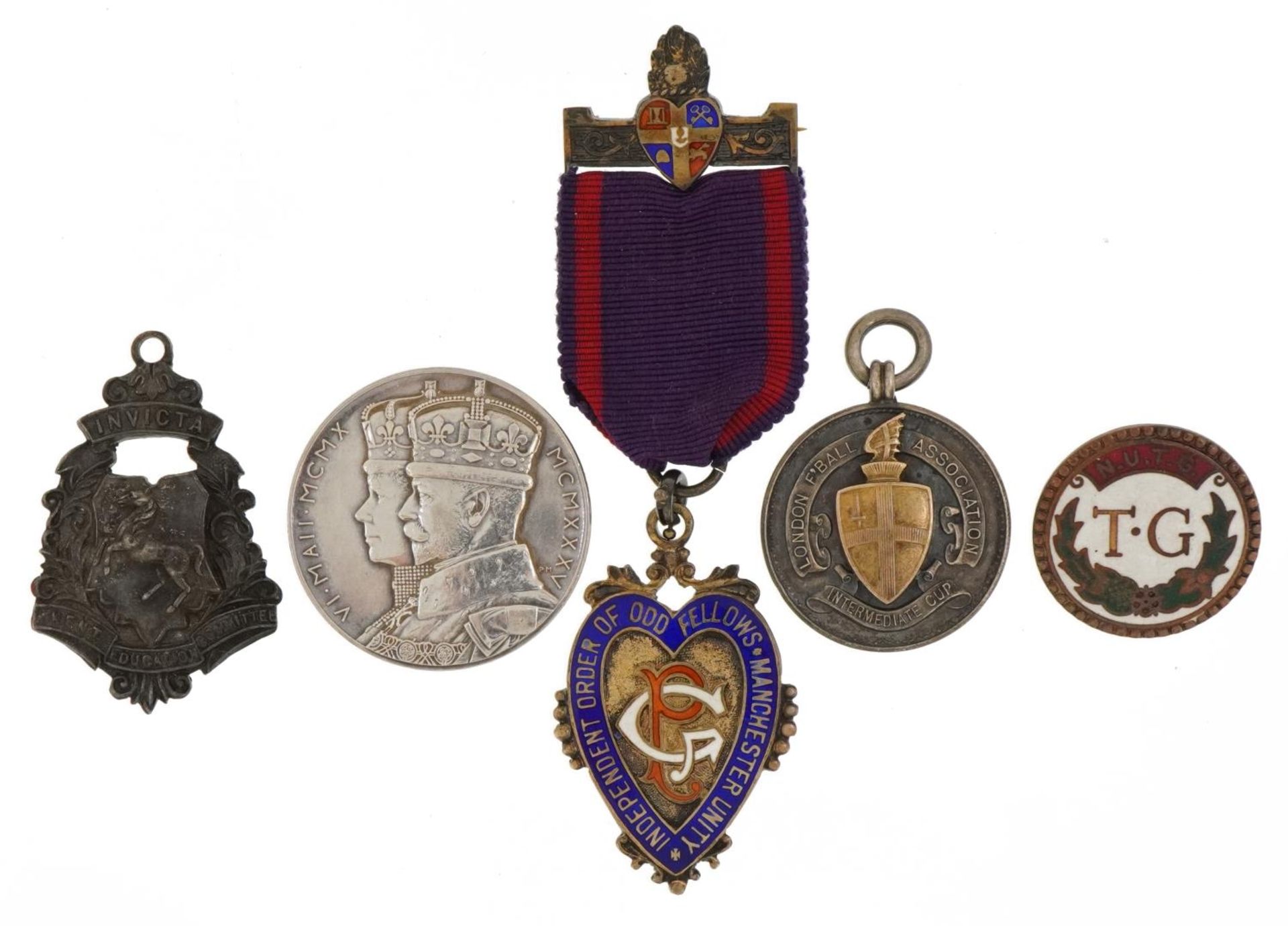 Sundry items including silver and enamel masonic jewel, silver London Football Association - Image 2 of 3