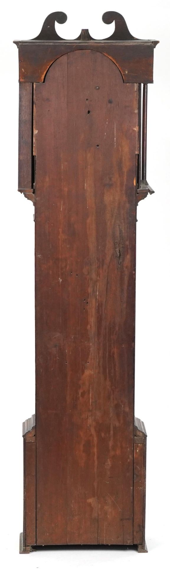 19th century oak cases longcase clock with painted dial having Roman and Arabic numerals, - Image 4 of 7