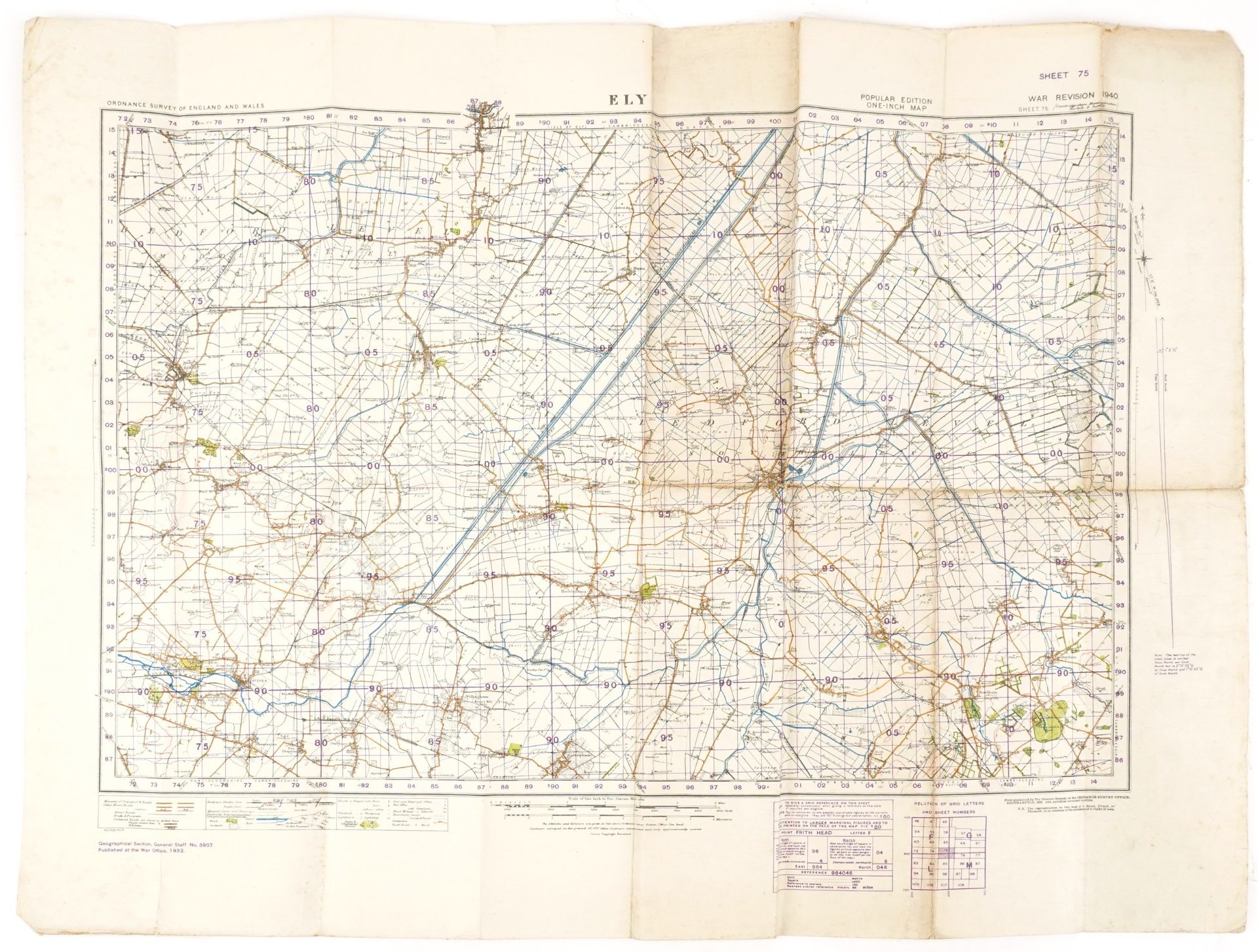 Two military interest maps including War Revision 1940 of Ely, published at the War Office 1932 - Image 2 of 6
