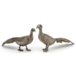 Pair of Spanish silver pheasants, total 60g, each 17.5cm in length : For further information on this