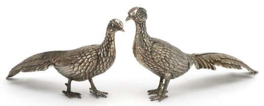 Pair of Spanish silver pheasants, total 60g, each 17.5cm in length : For further information on this