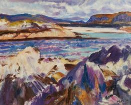 Coastal landscape, Scottish Colourist school oil on board, framed, 49.5cm x 39.5cm excluding the