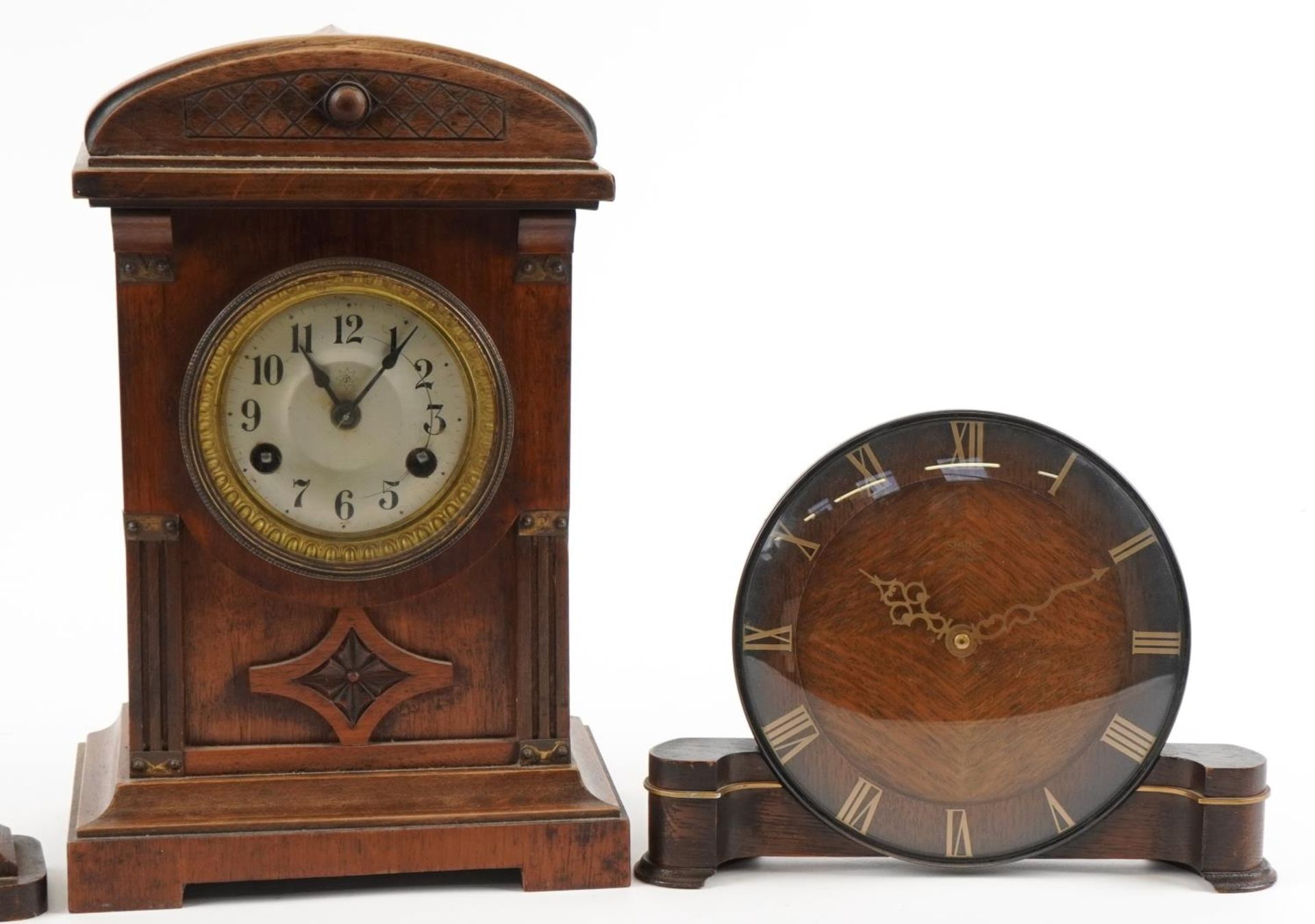 Three mantle clocks comprising Junhans and two Smiths, the largest 31.5cm high : For further - Image 3 of 5