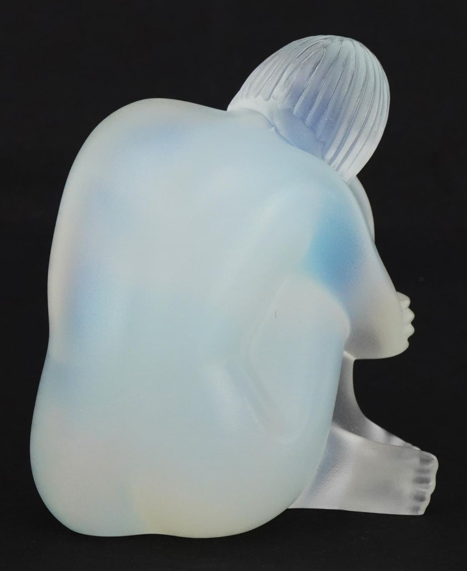 Lalique, French opalescent glass Nu Sage statuette with fitted box, etched Lalique France, 7.5cm - Image 3 of 5