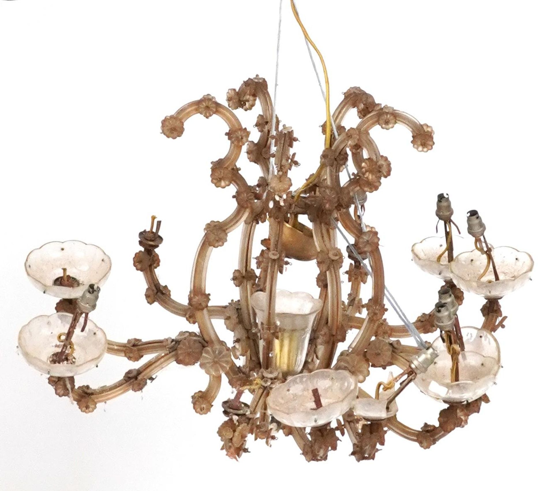 Bohemian brass and glass twelve branch chandelier, 47cm high : For further information on this lot