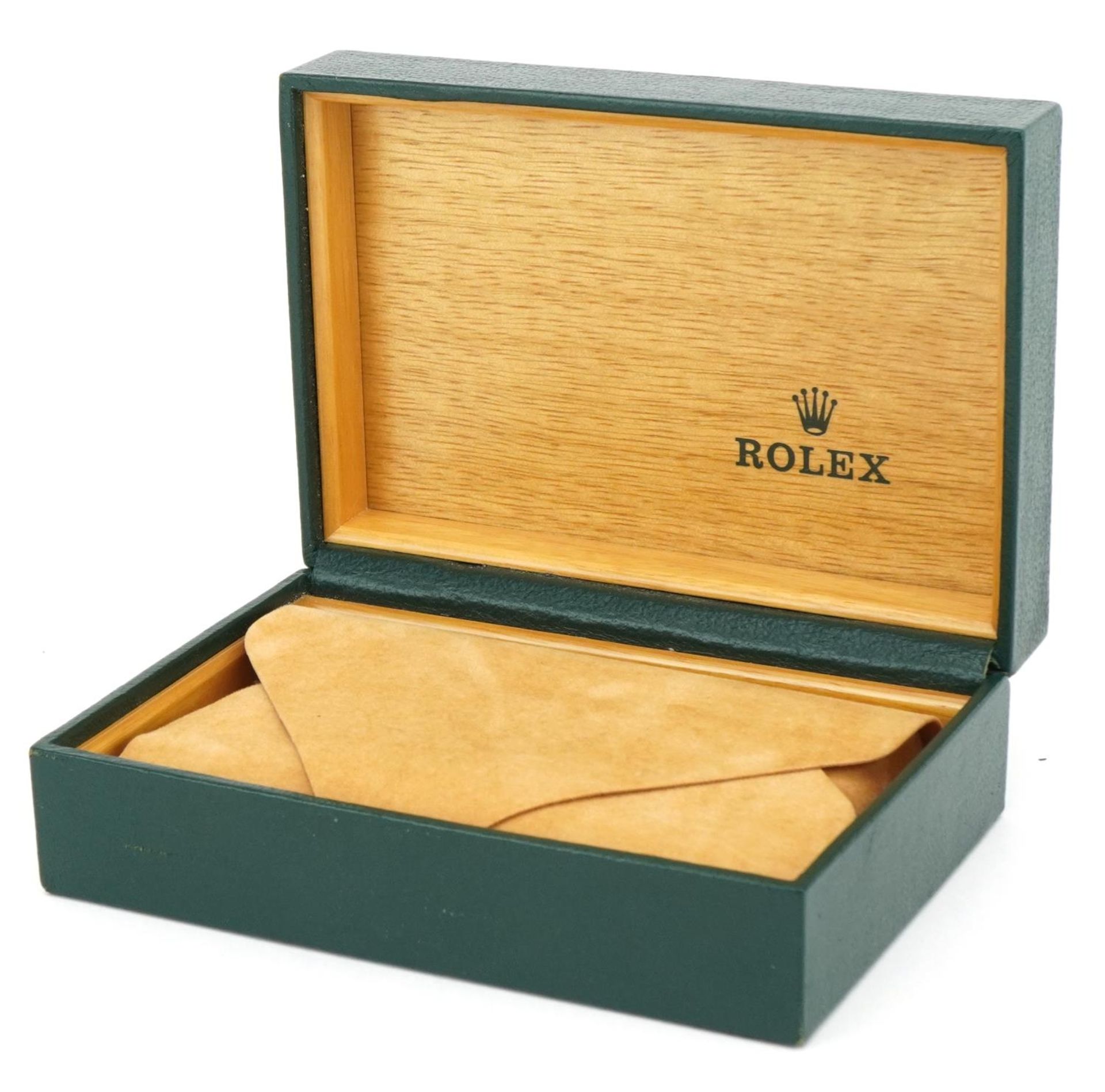 Rolex green leather wristwatch box, 14.5cm wide : For further information on this lot please visit - Image 2 of 5