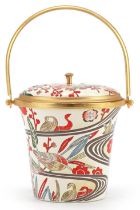 Halcyon Days enamel pot pourri basket with swing handle designed after a late 18th century