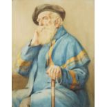 Top half portrait of a bearded gentleman, 19th century continental school watercolour, mounted,
