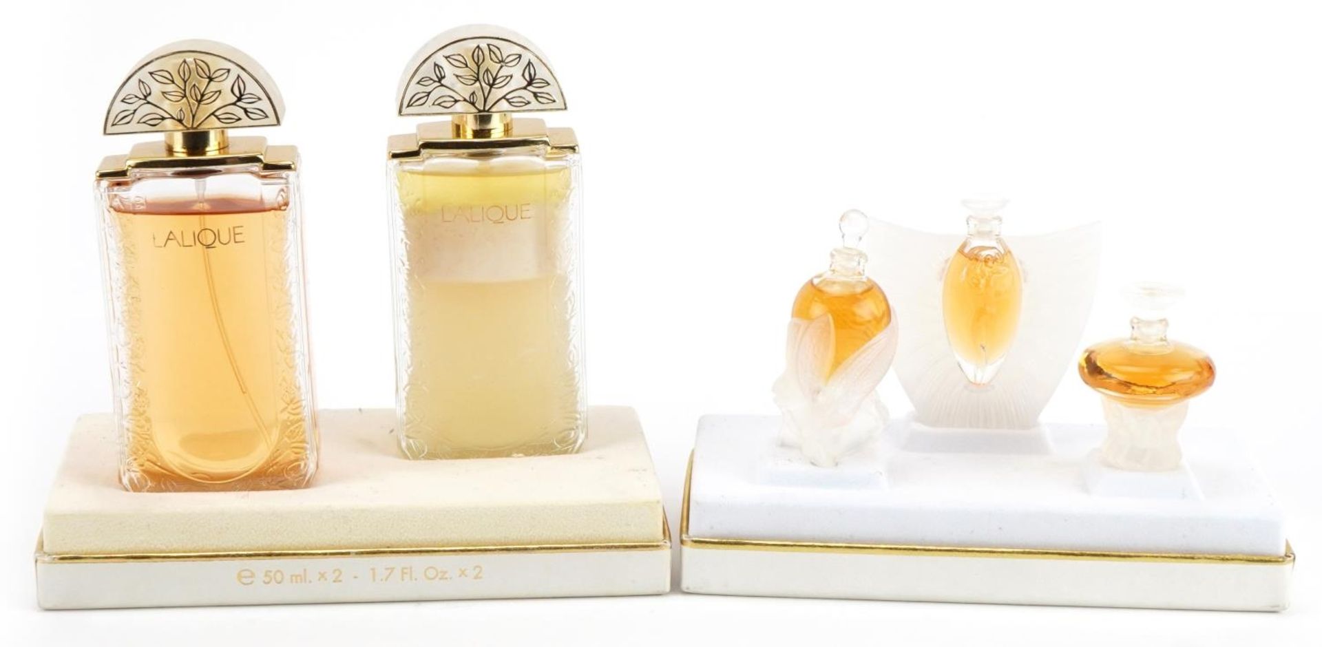 Two Lalique scent or perfume bottle sets with boxes comprising Coffret Découverte Discovery set - Image 2 of 3