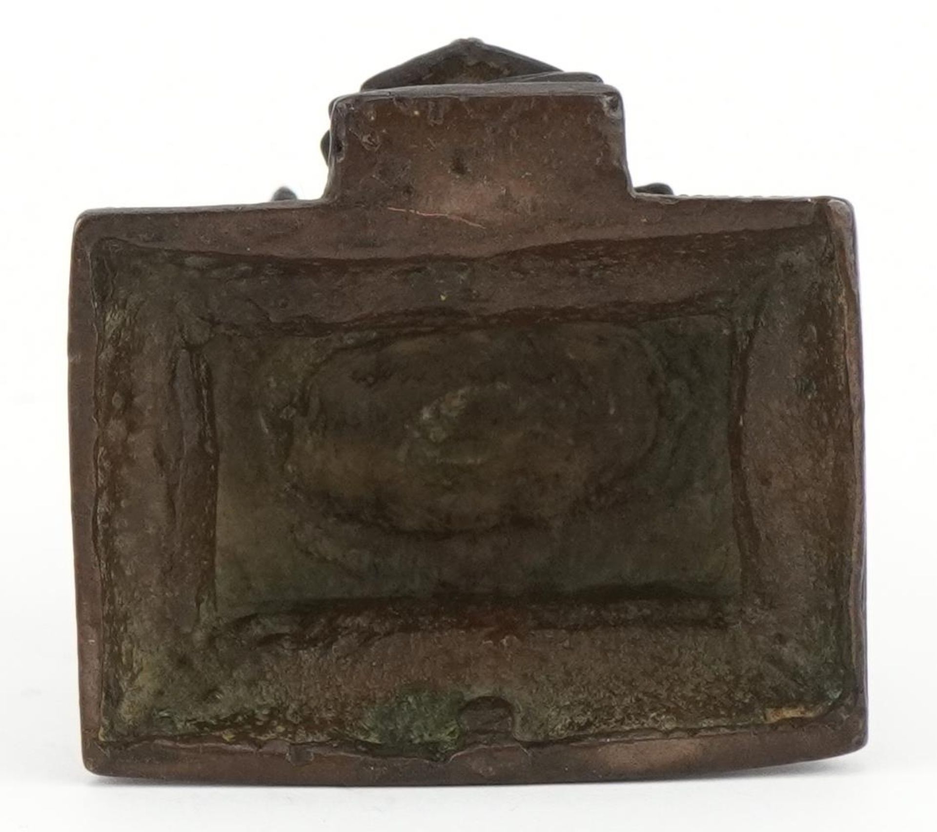 18th Century Chino Tibetan bronze buddha with raised hand, 6cms high, weight 196 grammes : For - Image 6 of 6