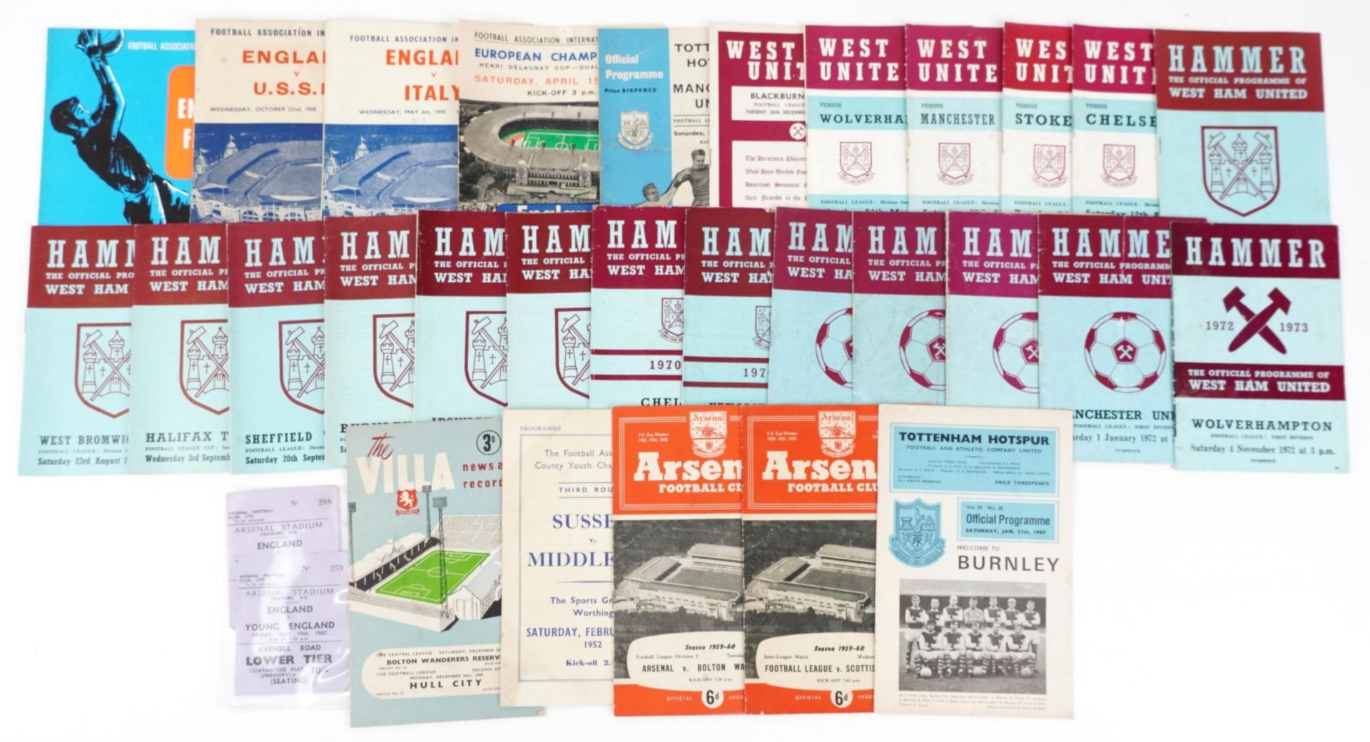 1960s and later footballing interest league and international programmes and tickets including