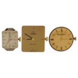 Three wristwatch movements comprising Omega Deville, Tudor and Bueche-Girod : For further