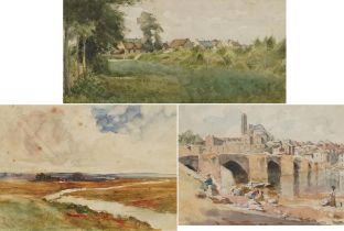 Harold Arthur Burke - Village landscape with cottages, inscribed verso Leon sur Mer Calvados and two