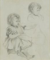 Attributed to Keeley Halswelle - Two children, 19th century preliminary pencil drawing, inscribed in