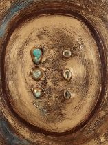 Manner of Lucio Fontana - Abstract composition, acrylic and stones on board, inscribed verso,