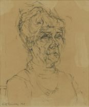 Keith Dunkley 1965 - Head and shoulders portrait of a female, 1960s pencil, mounted, framed and