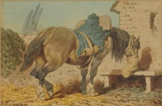 Attributed to John Augustus Atkinson - Study of a resting workhorse, early 19th century watercolour,