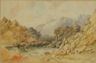 William Oliver 1844 - Spanish Pyrenees, mid 19th century watercolour, inscribed to the lower left,