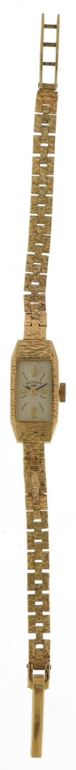 Rotary, ladies 9ct gold wristwatch with 9ct gold bark design strap, the case 11mm wide, total weight - Image 2 of 7
