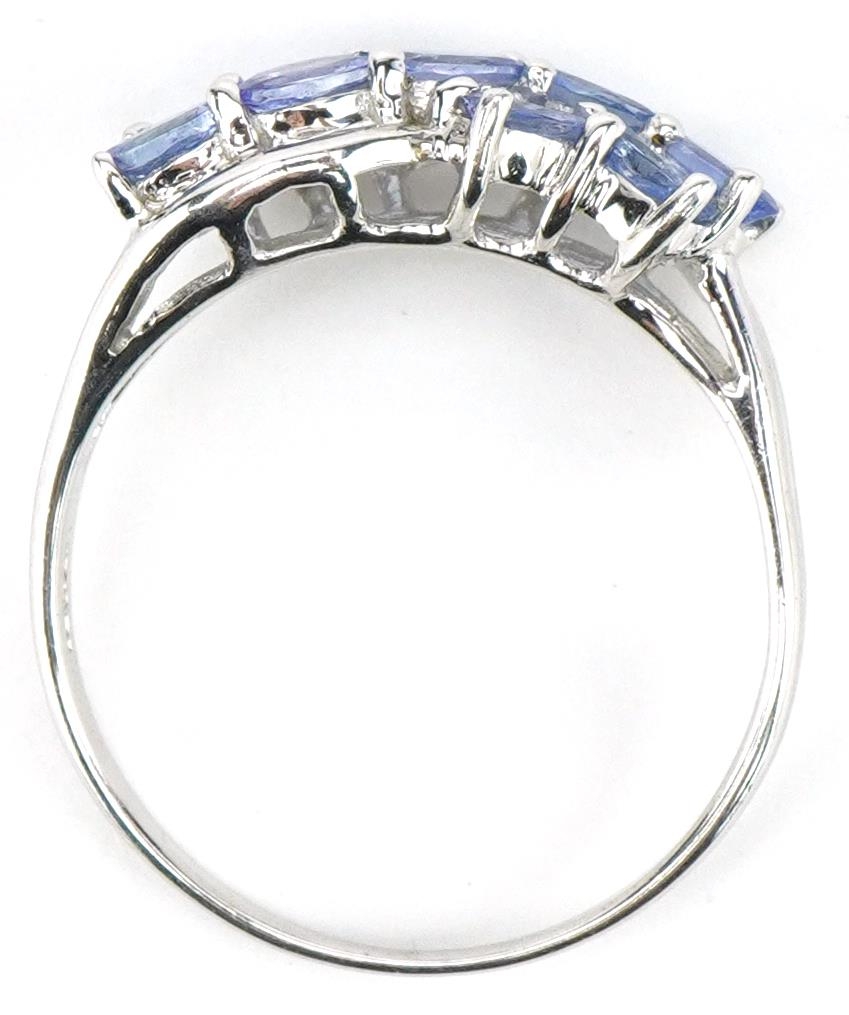 9ct white gold tanzanite crossover ring, size S, 3.0g - Image 3 of 5