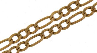9ct gold Figaro link necklace, 44cm in length, 2.1g