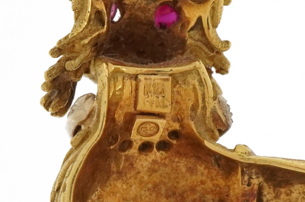 18ct gold dog brooch with diamond set collar and ruby eyes, OCEV maker's mark, 4cm high, 14.2g - Image 3 of 3