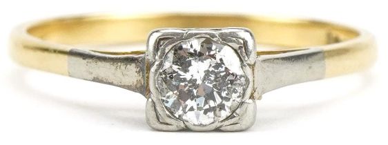 18ct gold diamond solitaire ring, approximately 0.35 carat, size R, 2.6g
