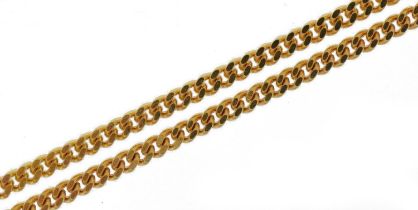 9ct gold curb link necklace, 88cm in length, 6.4g