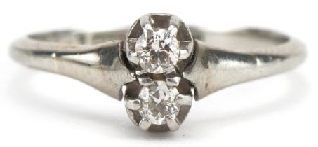 18ct white gold and platinum diamond two stone ring, each diamond approximately 2.50mm in