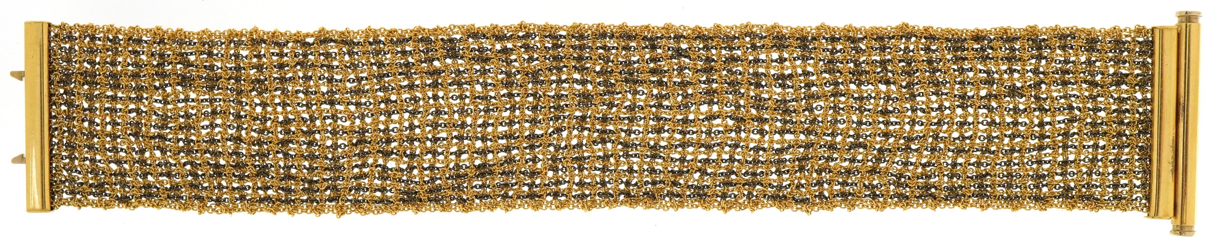 Good quality Italian 18ct two tone gold mesh bracelet, 18cm in length, 39.7g - Image 4 of 4