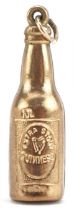 9ct gold Guinness Extra Stout bottle charm, 2.9cm high, 1.4g